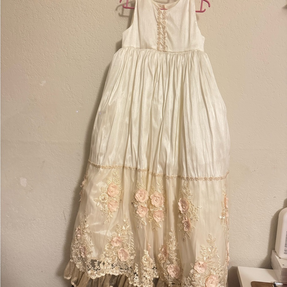 Elegant White and Pink Floral Dress